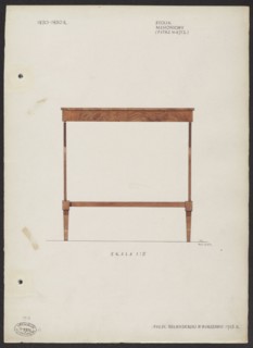 Mahogany table from the furnishings of the Belweder Palace in 1915 — front view at 1:5 scale.