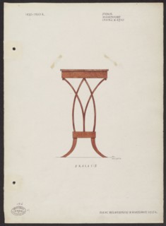 A mahogany table from the furnishings of the Belweder Palace in 1915 — side view in a scale of 1:5.