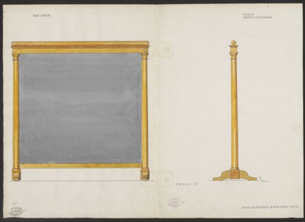Ash wood screen from the furnishings of the Belweder Palace in 1915 — front and side views in a