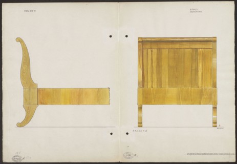 Ash wood bed from the early 19th century, part of the furnishings of the Belweder Palace in 1915 —