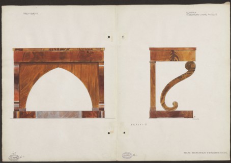 Mahogany console from the furnishings of the Belweder Palace in 1915 — front and side views in a