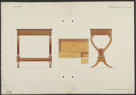 Cookable ash wood, stained dark walnut, dressing table from the furnishings of the Belweder Palace,