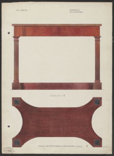 Mahogany console from the furnishings of the Belweder Palace in 1915 — front and bottom views at