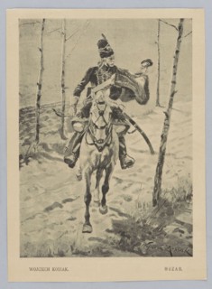 Watercolor reproduction: Wojciech Kossak 1856–1942, Hussar; painting reproduction by Richard Bong