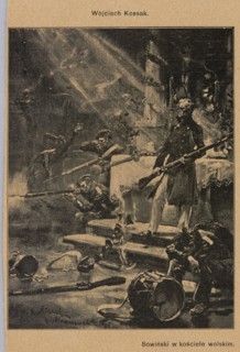 Reproduction of a painting: Wojciech Kossak 1856–1942, General Józef Sowinski in the Wola Church;