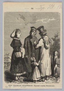 Types of Kujawy peasants; woodcut and drawing reproduction by Feliks Zablocki and Julian