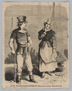 Types of Kujawy peasants; 1863, plate from Tygodnik Ilustrowany 14 February 1863, no. 177, drawing