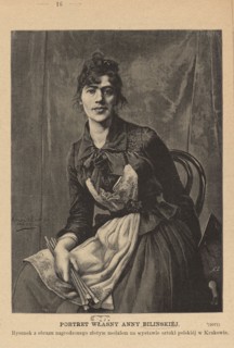 Reproduction of a painting: Anna Bilinska-Bohdanowicz 1857–1893, Self-portrait; woodcut