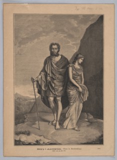 Reproduction of a painting: Antoni Brodowski 1784–1832, Oedipus and Antigone; painting;