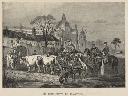Reproduction of a painting: Józef Brodowski 1828–1900, On a retreat to the monastery; painted 1900.