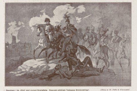 Reproduction of a drawing: Tadeusz Brodowski 1821–1848, Napoleon and Prince Józef at the walls of
