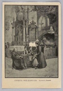Reproduction of a drawing: Aleksander Brzostek 1866-1911; painting; Polish painting; Easter;