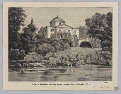 The Królikarnia Palace from the garden side, burned down on August 14, 1879; woodcut illustration
