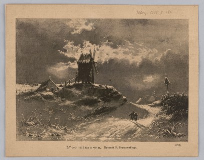 Winter night; woodcut illustration after a painting by Feliks Brzozowski 1836–1892, 1885. Depicts