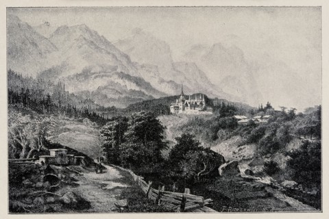 Reproduction of an engraving: Feliks Brzozowski 1836–1892, Mount Sinai; depiction of mountains and