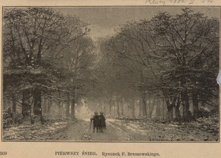 First snow; illustration for Klosy 1886, no. 1114 / November 4, p. 292. Artwork by Feliks
