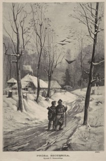 Test of Luck; 1882, woodcut illustration by Aleksander Malinowski after Feliks Brzozowski; depicts