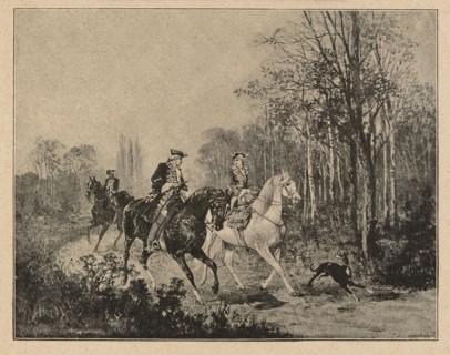 Reproduction of a painting: Jan Chelminski 1851–1925, Horse Ride in the Park; painting; Polish