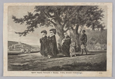 Reproduction of a watercolor: Stanislaw Chlebowski 1835–1884, A walk of a rich Turkish woman in