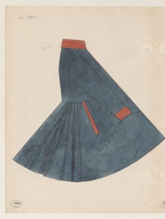 Cloth kontusz, Lithuania, ca. 1790 — side view cut in a scale of 1:5. Light navy blue kontusz with