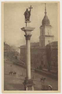 Warsaw. Castle Square, Jan Bulhak 1876–1950 photographer; St. Wojciech Printing House and Bookstore