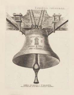 The Bell of Sigismund I in Kraków, illustration, 1860; woodcut engraving by Drzeworytnia Tygodnika