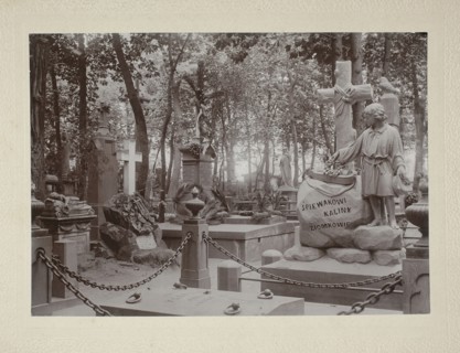 Tombstone of the composer Ignacy Komorowski 1824–1857 at Powazki Cemetery, Warsaw. Photograph glued