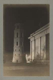 Vilnius. Cathedral at night; photograph by Jan Bulhak 1876–1950, pictorialism, nocturne photography