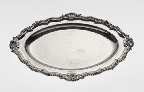 Oval platter by Benjamin & James Smith fl. 1809–1812, maker; Georgian/George III style. Silver