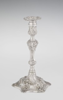 Single-candle candlestick by William Cafe fl. 1757–ca. 1802. Rococo George II style, rocaille