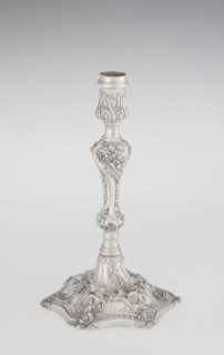 Single-candle candlestick by William Cafe fl. 1757–ca. 1802, silver, 1763/1764. Rococo George II