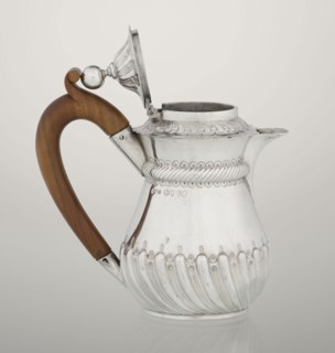 Coffee pot by John Septimus Beresford London; goldsmith; active 1880–1889. Pear-shaped jug,