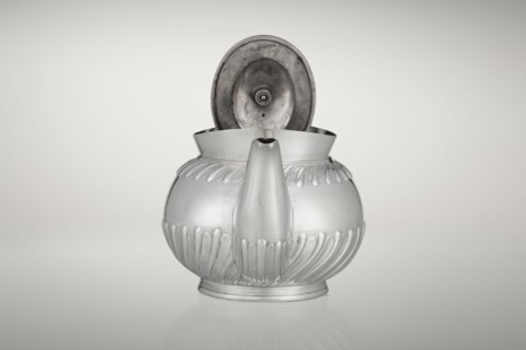 Teapot, made by Goldsmiths & Silversmiths Co Ltd London; makers William Gibson & John Langman