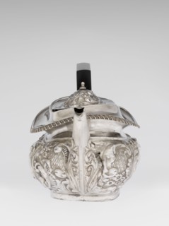 Teapot by Henry Moreton fl. 1899–1930s, factory owner and goldsmith; neo-Rococo style; silver;