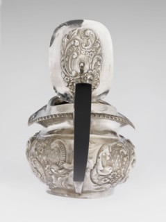 Teapot by Henry Moreton fl. 1899–1930s, maker factory owner, neo-Rococo style, silver, 1909/1910,