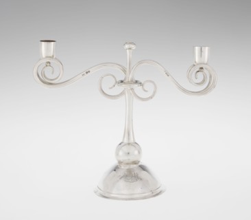 Two-candle candlestick. Maker: William Leuchars fl. 1876–1888; firm: Leuchars & Son London,