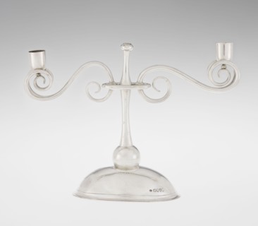 Two-candle candlestick. Maker: William Leuchars fl. 1876–1888; firm: Leuchars & Son London,