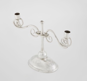 Two-candle candlestick. Maker: William Leuchars fl. 1876–1888; firm: Leuchars & Son London;