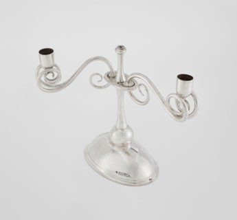 Two-candle candlestick. Maker: William Leuchars fl. 1876–1888, Leuchars & Son London; goldsmith's