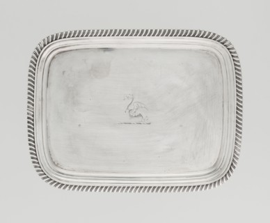 Tray on legs by William Bennet fl. 1796–1825, goldsmith. Tray on four legs in the form of stylised