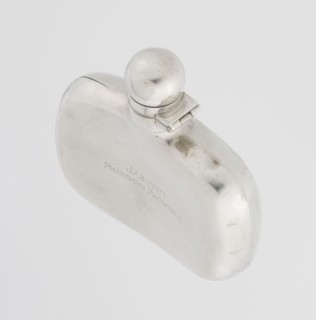 Hip flask by James Dixon & Sons Sheffield; goldsmiths; active from 1806. Silver hip flask, smooth,