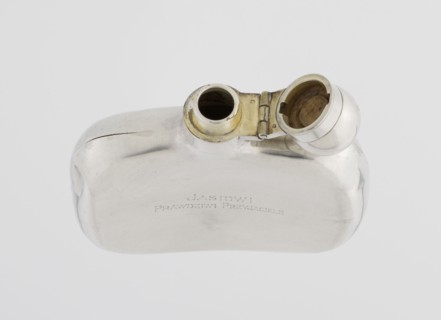 Hip flask by James Dixon & Sons Sheffield; goldsmiths; fl. 1806–, silver, smooth, cuboid with