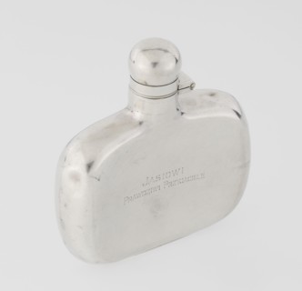 Hip flask by James Dixon & Sons Sheffield; goldsmiths, fl. 1806–, silver hip flask, smooth cuboid