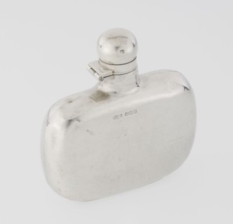 Hip flask by James Dixon & Sons Sheffield; goldsmiths; active from 1806 — silver hip flask, smooth