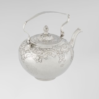 Buliera kettle for boiling water, maker: Benjamin Gignac fl. 1745–1774, goldsmith. Rococo rocaille