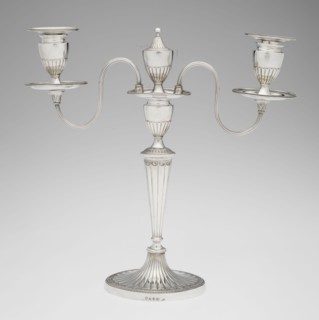 Two-candle candelabrum, Hougham, Charles fl. 1769–1793 goldsmith; classicism, George III/Georgian