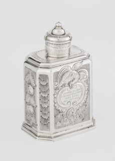 Tea caddy by Nash, Bowles fl. 1720–ca.1725, goldsmith; rococo style. Cuboid tea caddy with a