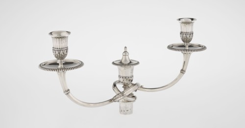 Classicist Two-Armed Candelabra, Schofield, John fl. 1776–1796 goldsmith; classicism, Georgian /