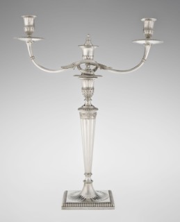 Classicist Two-Armed Candelabra, Schofield, John fl. 1776–1796 goldsmith, classicism style,