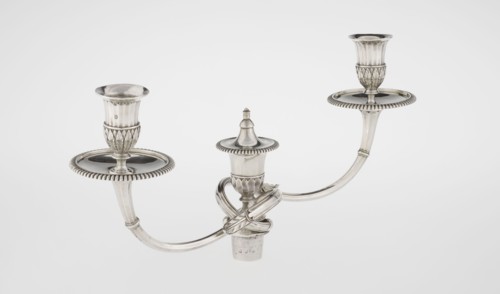 Classicist Two-Armed Candelabra, Schofield, John fl. 1776–1796 goldsmith; classicism,
